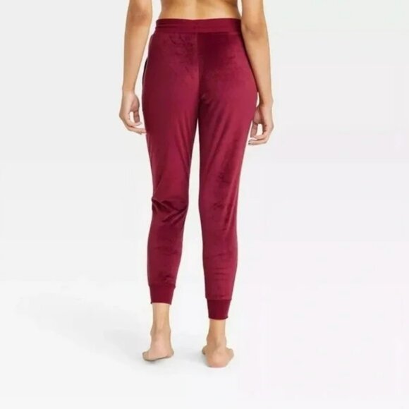 Women's Cozy Fleece Jogger Pants Berry Red - Picture 3 of 4